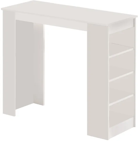 NORDVÄRK ST1 Bartisch, mit 3 Regalen - weißes Melamin (120x51,6)